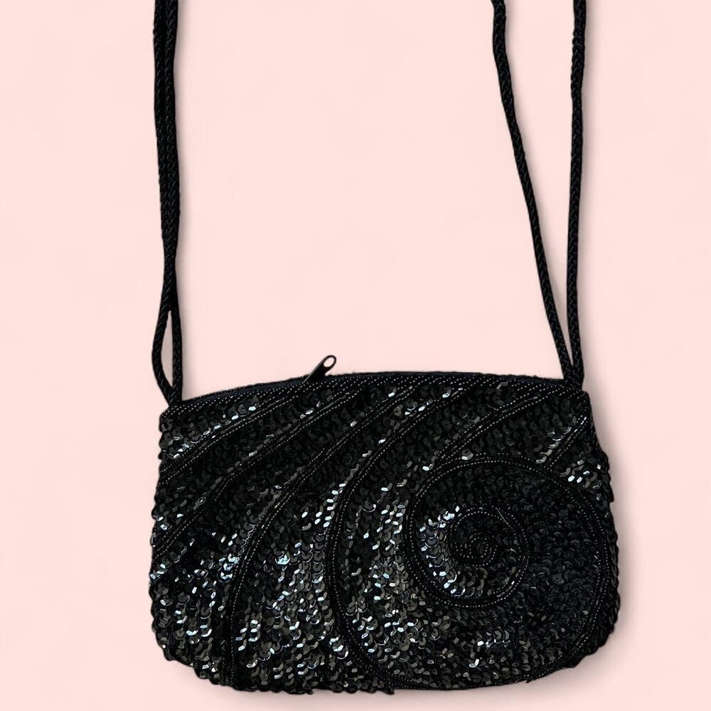 Black beaded sequin vintage bag - Picture 4 of 6
